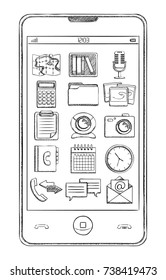 Doodled mobile and app icons