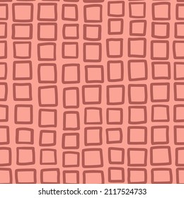 Doodled rectangles seamless repeat pattern. Irregular, vector geometrical shapes all over surface print in earthy tones.