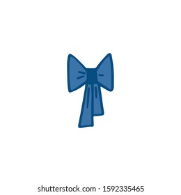 Doodle,hand drawn ribbon flat vector icon isolated on a white background.Ribbon in a color of the year 2020.
