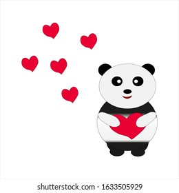 The doodle-hugging panda is fully editable. vector illustration