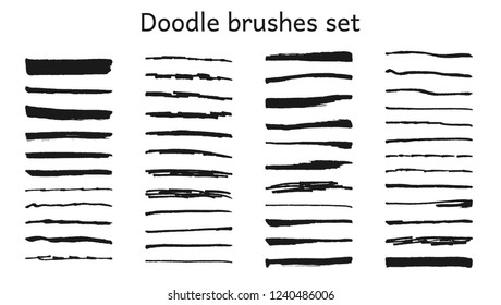 Doodle,ink brushes and hand drawn decorative elements. Grunge style. Brushes are included.