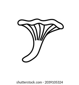 Doodle-mushroom chanterelle icon. Contour image , black drawing of autumn forest plants for stickers, decor, postcards. Vector plant clipart