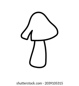 Doodle-mushroom icon. Contour image , black drawing of autumn forest plants for stickers, decor, postcards. Vector clipart of plants