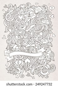 Doodles abstract decorative Love vector sketch background