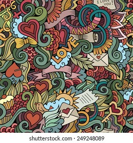 Doodles abstract decorative Love vector seamless pattern