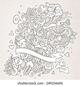 Doodles abstract decorative Love vector sketch background