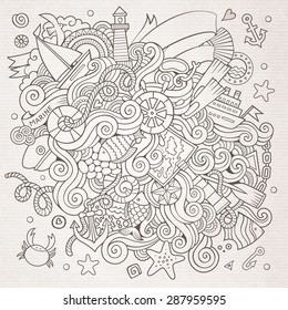 Doodles Abstract Decorative Marine Nautical Vector Background