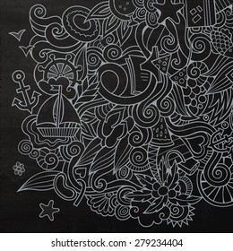 Doodles abstract decorative summer vector chalkboard background