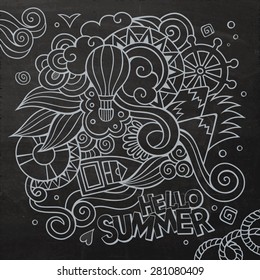 Doodles abstract decorative summer vector chalkboard background