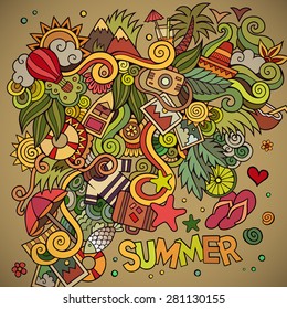 Doodles abstract decorative summer vector background