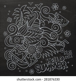 Doodles abstract decorative summer vector chalkboard background