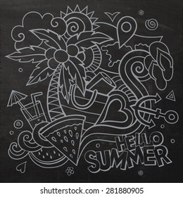 Doodles abstract decorative summer vector chalkboard background