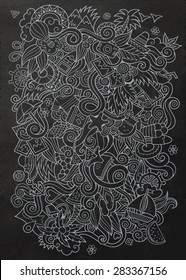 Doodles abstract decorative summer vector chalkboard background