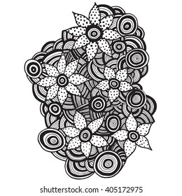 Doodles abstract flower pattern. For design the fabric, greeting card, coloring book and other.