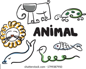 Doodles animals in one line