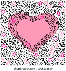  Doodles background . Heart.. Vector illustration