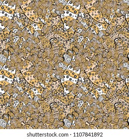 Doodles beige, black, white, gray and brown on colors. Flat elements. Design. Vector. Tender fabric pattern. Seamless pattern Print.