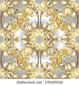 Doodles beige and gray on colors. Nice fabric pattern. Vector. Print. Flat elements. Design.