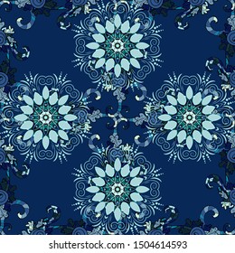 Doodles black, blue and neutral on colors. Seamless pattern Sketch cute background. Nice pattern for wrapping paper vector.