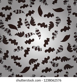 Doodles black, brown and white on colors. Seamless Elegant vector texture with floral elements.