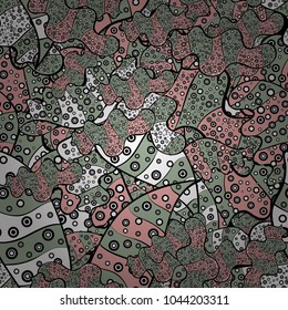 Doodles black, neutral and pink on colors. Seamless Elegant vector texture with floral elements.