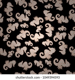 Doodles black, white and beige on colors. Seamless Elegant vector texture with floral elements.
