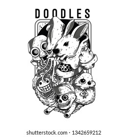 Doodles Black and White Illustration