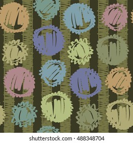 Doodles, blots, strips hand-drawn. Vector seamless pattern