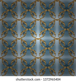 Doodles blue, neutral and brown on colors. Seamless Beautiful fabric pattern. Vector.
