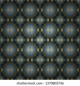 Doodles blue, neutral and green on colors. Vector. Seamless Beautiful fabric pattern.