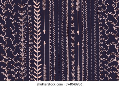 Doodles border, decor elements set for design templates,invitations. Children's hand drawing style for weddings, Valentine's day, holidays, baby design, birthday. Vector
