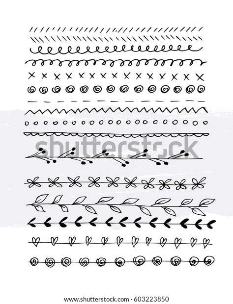 Doodles border,\
decor elements set for design templates,invitations. Children\'s\
hand drawing style for weddings, Valentine\'s day, holidays, baby\
design, birthday.\
Vector