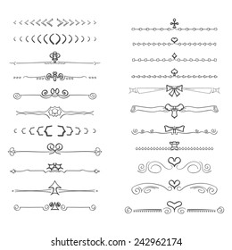 Doodles border separators text, isolated on white background