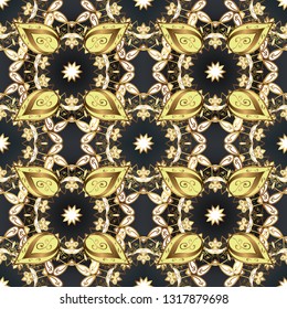 Doodles brown, yellow and gray on colors. Nice pattern for wrapping paper vector. Sketch cute background.