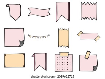 Doodles Zeitschriftenbanner und -elemente für Notebooks, Tagebuch und Planer