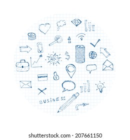 doodles business icons cloud. vector eps8
