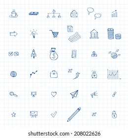 doodles business icons set. vector eps10