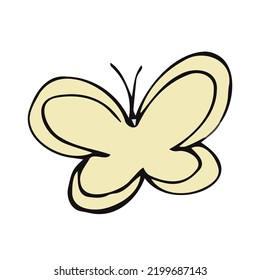 Doodles de mariposa. ilustración vectorial dibujada a mano. Coloridas caricaturas aisladas de fondo blanco. Elementos sencillos para el diseño, la impresión, la decoración, la postal y las etiquetas.