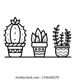 Doodles Cacti en una maceta de flores