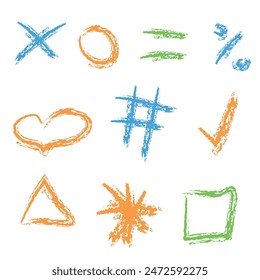 Doodles with charcoal pencil texture. Vector illustration