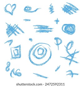 Doodles with charcoal pencil texture. Vector illustration