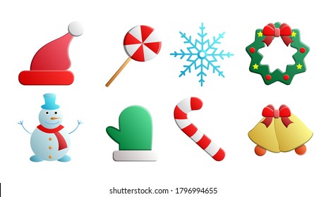 Doodles Christmas elements. Color vector items. Illustration with new year decor. Design for prints and cards.