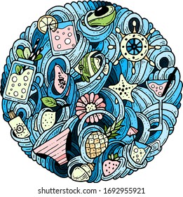 Doodles in a circle on the theme of summer.