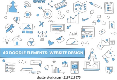 Doodles, clip art for web design and development. Element collection.