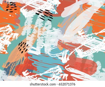 Doodles with crayon and grunge texture rough drawn.Abstract seamless pattern. Universal bright background for greeting cards, invitations. Had drawn ink and marker watercolor texture.