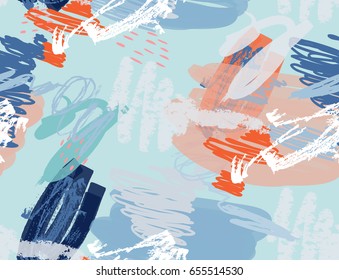 Doodles with crayon and grunge texture rough drawn.Abstract seamless pattern. Universal bright background for greeting cards, invitations. Had drawn ink and marker watercolor texture.