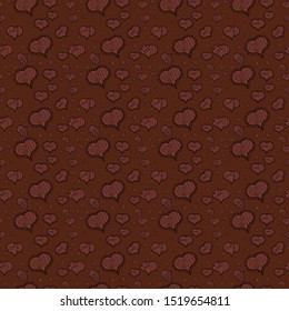 Doodles and curls. Seamless Happy valentines day and wedding design elements. Love. Vector. Invitation, menu, flyer, template. Black, brown and gray colors on background With Ornaments, Hearts.