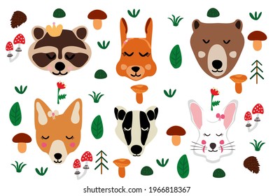 doodles cute animals collection of forest animals cute sticker