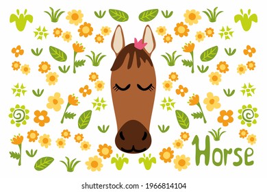 Doodles Cute Animals Collection Horse Cute Sticker