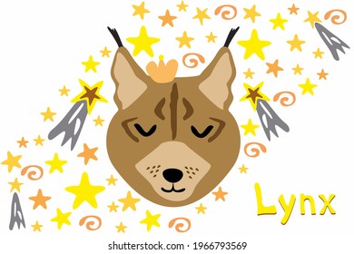 doodles cute animals collection lynx in space cute sticker